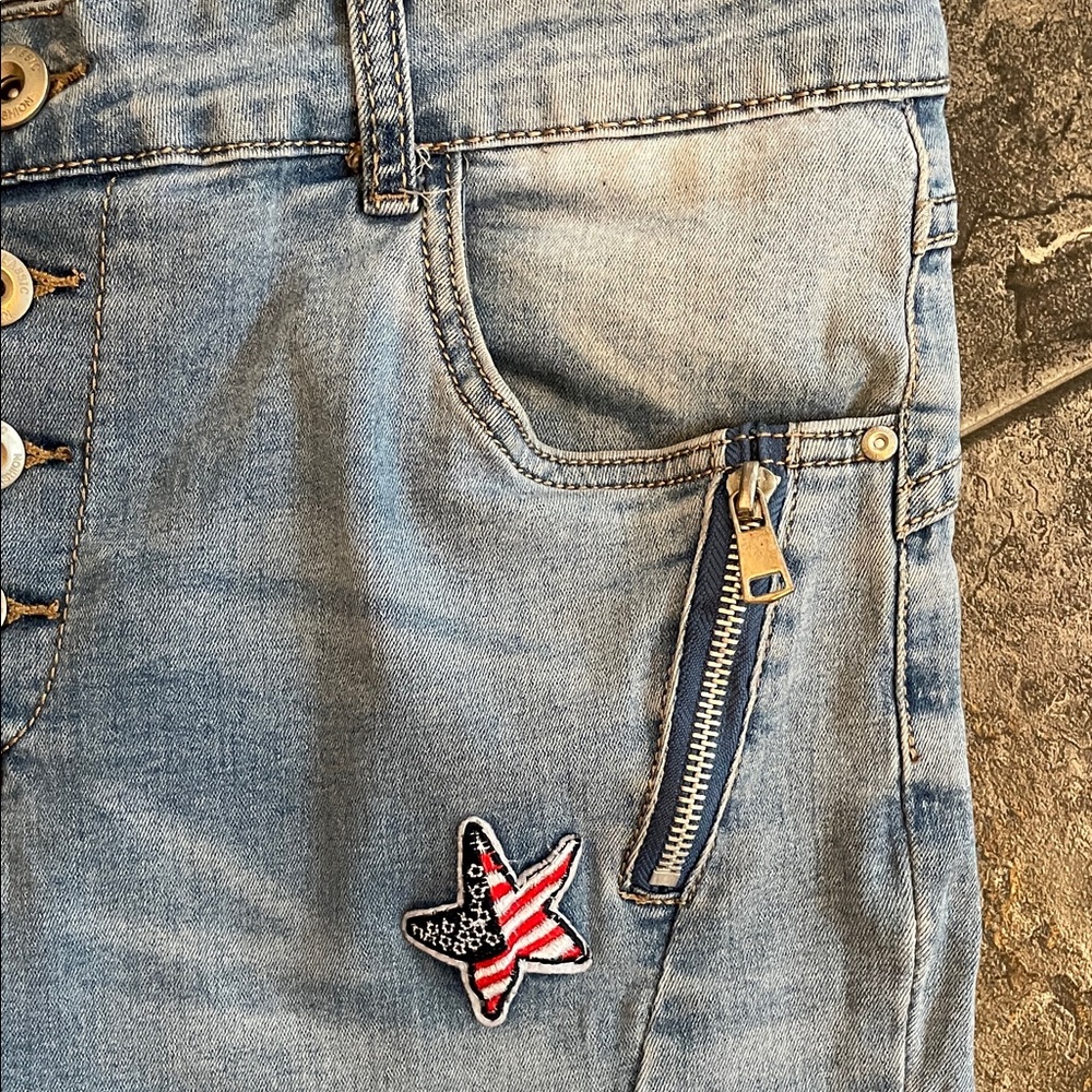 LEXXURY Patch Button-fly Skinny Urban Maximalism Grunge Streetwear Fun Jeans - Picture 6 of 16